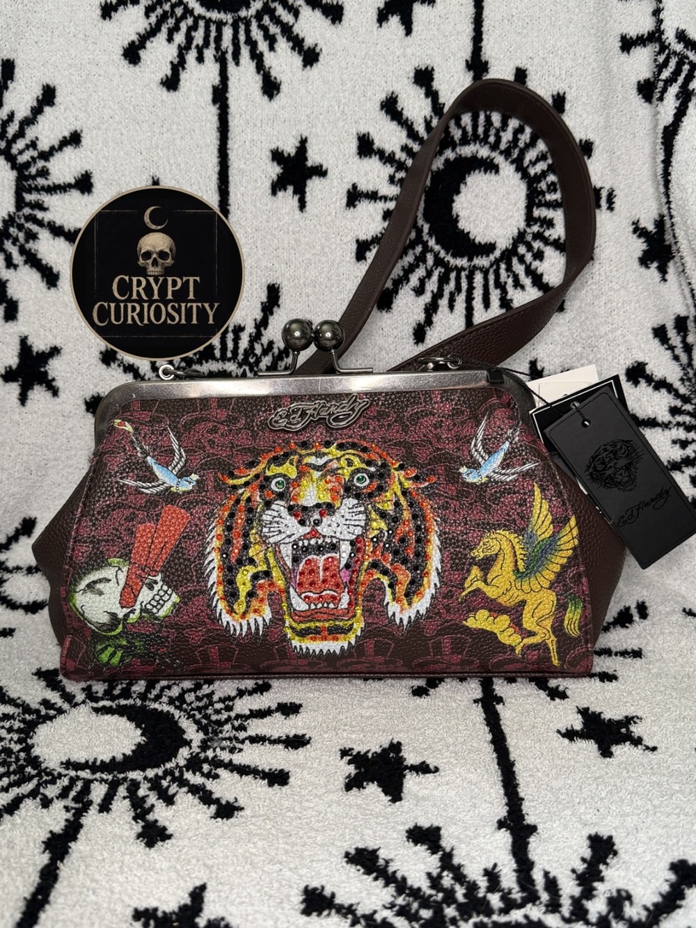 Ed Hardy Kiss Lock Shoulder Bag